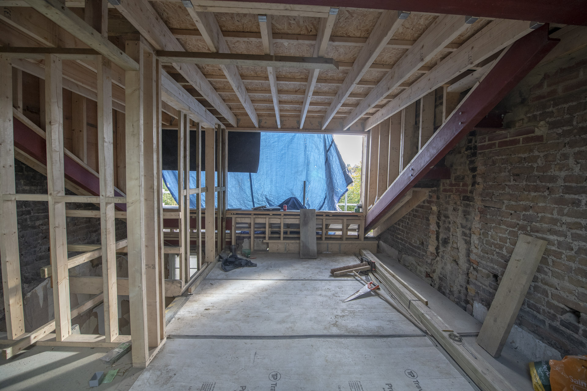 A loft conversion in progress. on site. 