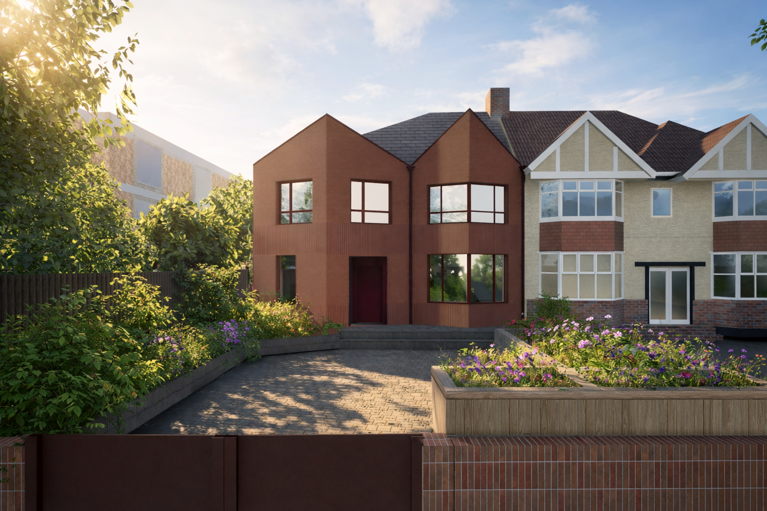 artists impression of a contemporary semi detached London House